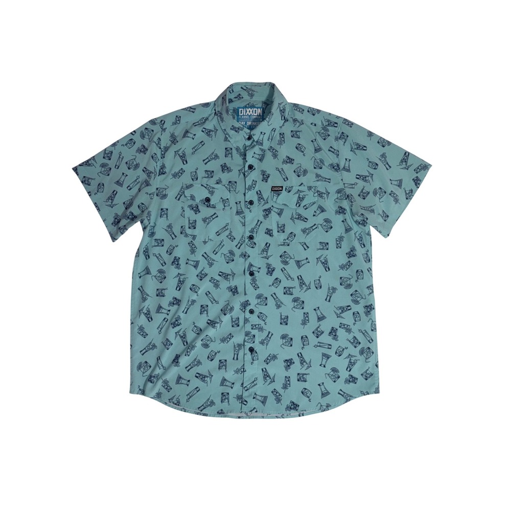 DIXXON Button Down Shirt Mens XL Blue Day Drinker Limited Edition Party Cocktail